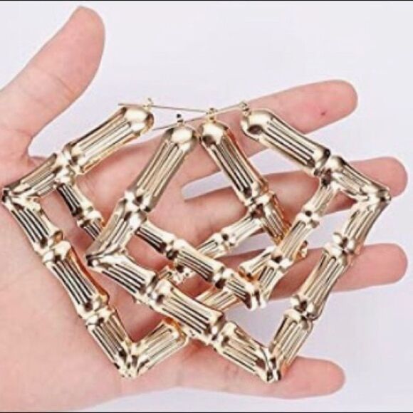 Double Diamond Bamboo Hoops - Picture 2 of 2